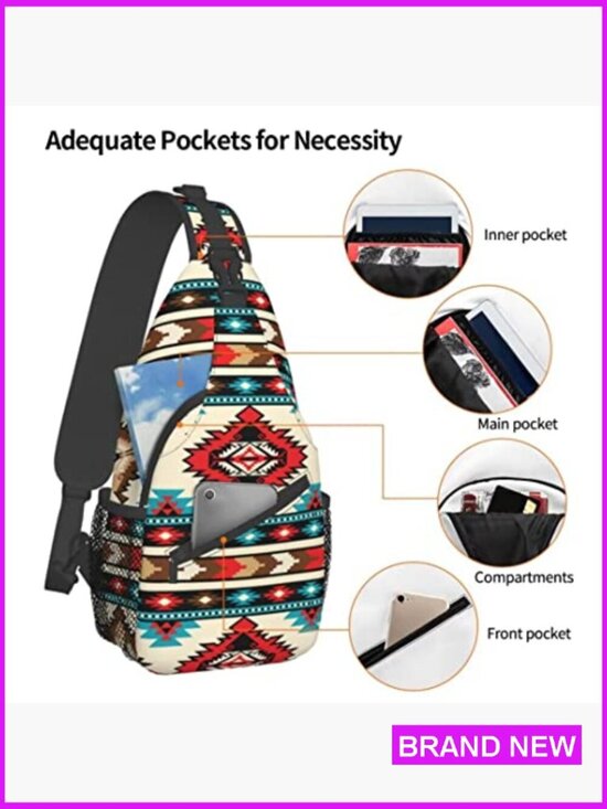 Geometric Tribal Sling Backpack Daypack Crossbody Chest Bag Lightweight Travel main image 5